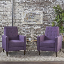 Charger l'image dans la galerie, Christopher Knight Home Mason Mid-Century Modern Tuft Back Recliner (Qty of 2, Fabric/Muted Purple), Set of 2