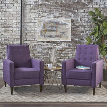 Charger l'image dans la galerie, Christopher Knight Home Mason Mid-Century Modern Tuft Back Recliner (Qty of 2, Fabric/Muted Purple), Set of 2