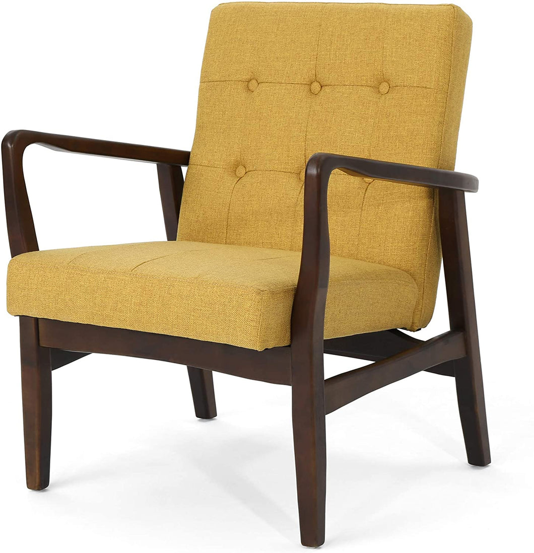 Christopher Knight Home Conrad Fabric Mid-Century Birch Club Chair, Wasabi and Dark Espresso, Mustard