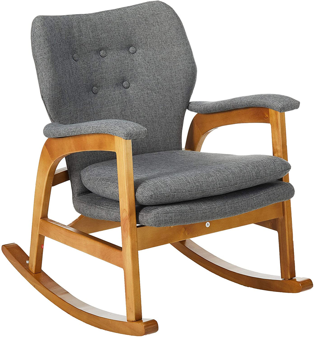 Christopher Knight Home Braant Mid-Century Fabric Rocker, Grey / Light Walnut