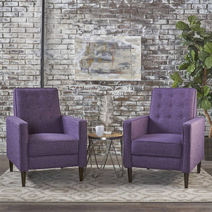 Christopher Knight Home Mason Mid-Century Modern Tuft Back Recliner (Qty of 2, Fabric/Muted Purple), Set of 2