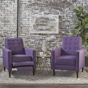 Christopher Knight Home Mason Mid-Century Modern Tuft Back Recliner (Qty of 2, Fabric/Muted Purple), Set of 2